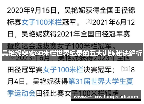 吴艳妮突破60米栏世界纪录的五大训练秘诀解析