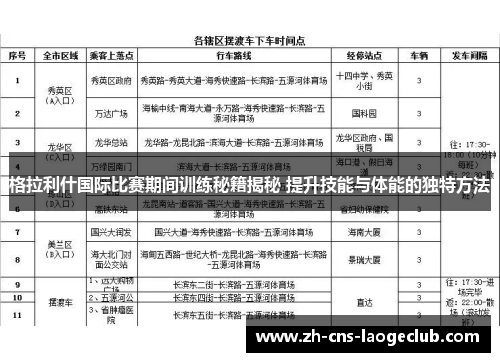 格拉利什国际比赛期间训练秘籍揭秘 提升技能与体能的独特方法