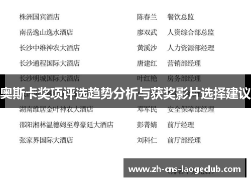 奥斯卡奖项评选趋势分析与获奖影片选择建议