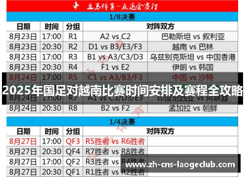2025年国足对越南比赛时间安排及赛程全攻略